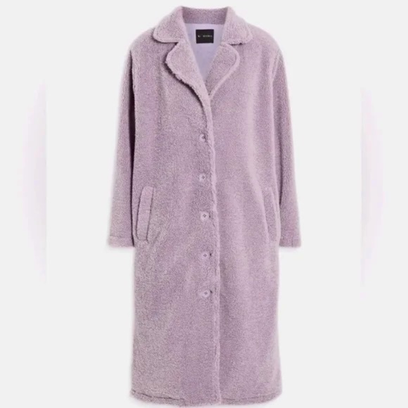 MUUBAA Faux Oversized Lavender Shearling Coat UK 8 US 4 NWT $791